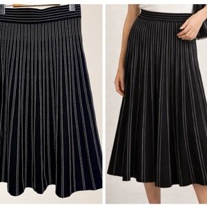 MAX STUDIO | Ribbed Knit Striped A-Line Midi Skirt
